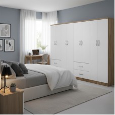 Ντουλάπα οχτάφυλλη Athos pakoworld sonoma-λευκή 241x42x181εκ