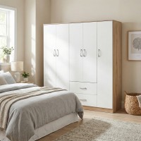 Ντουλάπα πεντάφυλλη Athos I pakoworld sonoma-λευκό 170x42x180εκ Ντουλάπα πεντάφυλλη Athos I pakoworld sonoma-λευκό 170x42x180εκ