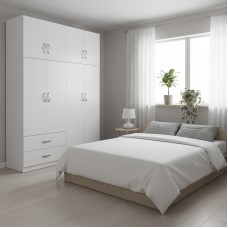 Ντουλάπα τετράφυλλη με πατάρι Athos pakoworld λευκή 160x42x240εκ Ντουλάπα τετράφυλλη με πατάρι Athos pakoworld λευκή 160x42x240εκ