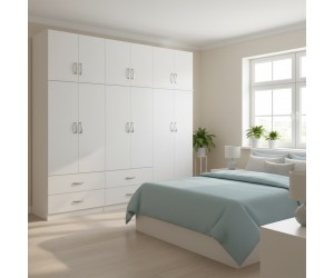 Ντουλάπα εξάφυλλη με πατάρι Athos pakoworld λευκή 240x42x240εκ Ντουλάπα εξάφυλλη με πατάρι Athos pakoworld λευκή 240x42x240εκ