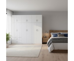 Ντουλάπα εξάφυλλη με πατάρι Athos I pakoworld λευκή 240x42x240εκ Ντουλάπα εξάφυλλη με πατάρι Athos I pakoworld λευκή 240x42x240εκ