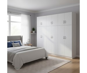 Ντουλάπα εξάφυλλη με πατάρι Athos ΙΙ pakoworld λευκή 240x42x240εκ Ντουλάπα εξάφυλλη με πατάρι Athos ΙΙ pakoworld λευκή 240x42x240εκ