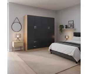 Ντουλάπα τετράφυλλη Athos pakoworld sonoma-ανθρακί 160x42x180εκ Ντουλάπα τετράφυλλη Athos pakoworld sonoma-ανθρακί 160x42x180εκ