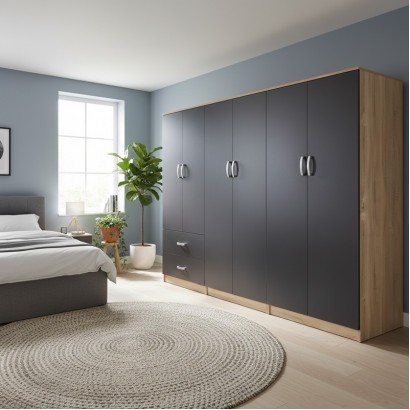 Ντουλάπα εξάφυλλη Athos I pakoworld sonoma-ανθρακί 240x42x180εκ Ντουλάπα εξάφυλλη Athos I pakoworld sonoma-ανθρακί 240x42x180εκ