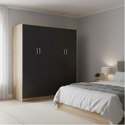 Ντουλάπα τετράφυλλη Athos Ι pakoworld sonoma-ανθρακί 160x42x180εκ Ντουλάπα τετράφυλλη Athos Ι pakoworld sonoma-ανθρακί 160x42x180εκ