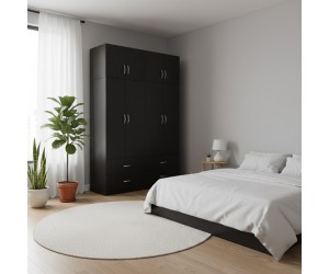 Ντουλάπα τετράφυλλη με πατάρι Athos pakoworld wenge 160x42x240εκ