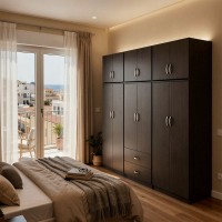 Ντουλάπα εξάφυλλη με πατάρι Athos pakoworld wenge 240x42x240εκ Ντουλάπα εξάφυλλη με πατάρι Athos pakoworld wenge 240x42x240εκ
