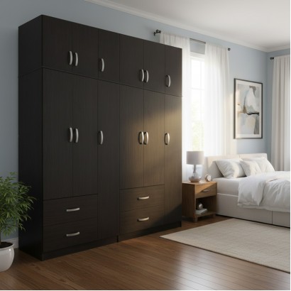 Ντουλάπα εξάφυλλη με πατάρι Athos pakoworld wenge 180x42x240εκ Ντουλάπα εξάφυλλη με πατάρι Athos pakoworld wenge 180x42x240εκ