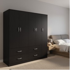 Ντουλάπα πεντάφυλλη με πατάρι Athos pakoworld wenge 170x42x240εκ