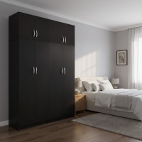 Ντουλάπα τετράφυλλη με πατάρι Athos Ι pakoworld wenge 160x42x240εκ
