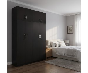 Ντουλάπα τετράφυλλη με πατάρι Athos Ι pakoworld wenge 160x42x240εκ