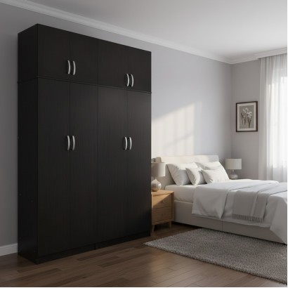 Ντουλάπα τετράφυλλη με πατάρι Athos Ι pakoworld wenge 160x42x240εκ