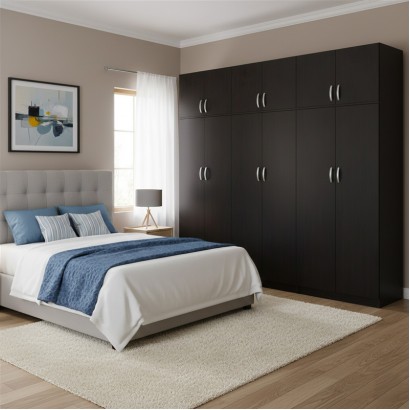 Ντουλάπα εξάφυλλη με πατάρι Athos ΙΙ pakoworld wenge 240x42x240εκ