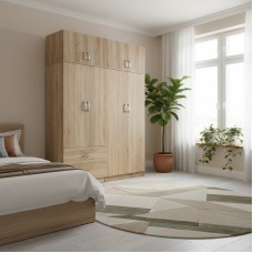 Ντουλάπα τετράφυλλη με πατάρι Athos pakoworld sonoma 160x42x240εκ Ντουλάπα τετράφυλλη με πατάρι Athos pakoworld sonoma 160x42x240εκ