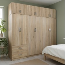 Ντουλάπα εξάφυλλη με πατάρι Athos I pakoworld sonoma 240x42x240εκ