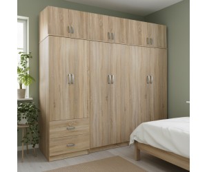 Ντουλάπα εξάφυλλη με πατάρι Athos I pakoworld sonoma 240x42x240εκ Ντουλάπα εξάφυλλη με πατάρι Athos I pakoworld sonoma 240x42x240εκ