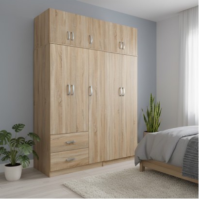 Ντουλάπα πεντάφυλλη με πατάρι Athos I pakoworld sonoma 170x42x240εκ Ντουλάπα πεντάφυλλη με πατάρι Athos I pakoworld sonoma 170x42x240εκ