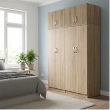 Ντουλάπα τετράφυλλη με πατάρι Athos Ι pakoworld sonoma 160x42x240εκ Ντουλάπα τετράφυλλη με πατάρι Athos Ι pakoworld sonoma 160x42x240εκ