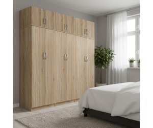 Ντουλάπα εξάφυλλη με πατάρι Athos ΙΙ pakoworld sonoma 240x42x240εκ