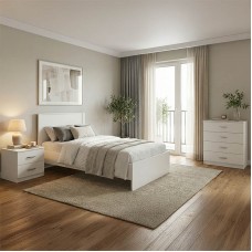 Σετ Κρεβατοκάμαρας Athos λευκό με Κρεβάτι 90x190εκ Σετ 3τεμ