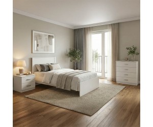 Σετ Κρεβατοκάμαρας Athos λευκό με Κρεβάτι 90x190εκ Σετ 3τεμ Σετ Κρεβατοκάμαρας Athos λευκό με Κρεβάτι 90x190εκ Σετ 3τεμ