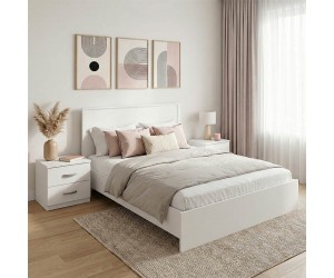 Σετ Κρεβατοκάμαρας Athos Λευκό με Κρεβάτι 140x200εκ Σετ 3τεμ Σετ Κρεβατοκάμαρας Athos Λευκό με Κρεβάτι 140x200εκ Σετ 3τεμ