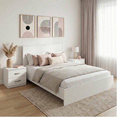 Σετ Κρεβατοκάμαρας Athos Λευκό με Κρεβάτι 140x200εκ Σετ 3τεμ