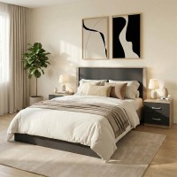 Σετ Κρεβατοκάμαρας Athos Sonoma Ανθρακί με Κρεβάτι 140x200εκ Σετ 3τεμ