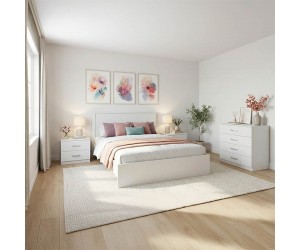 Σετ Κρεβατοκάμαρας Athos Λευκό με Κρεβάτι 140x200εκ Σετ 4τεμ Σετ Κρεβατοκάμαρας Athos Λευκό με Κρεβάτι 140x200εκ Σετ 4τεμ