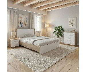 Σετ Κρεβατοκάμαρας Athos Sonoma Λευκό με Κρεβάτι 140x200εκ Σετ 4τεμ Σετ Κρεβατοκάμαρας Athos Sonoma Λευκό με Κρεβάτι 140x200εκ Σετ 4τεμ