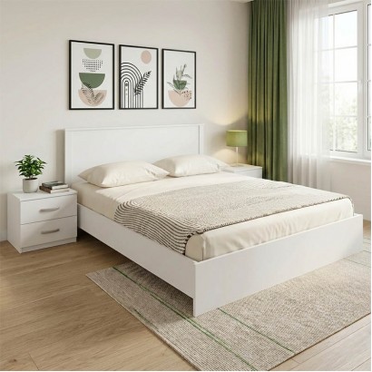 Σετ Κρεβατοκάμαρας Athos Λευκό με Κρεβάτι 160x200εκ Σετ 3τεμ