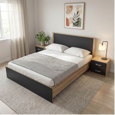 Σετ Κρεβατοκάμαρας Athos Sonoma Ανθρακί με Κρεβάτι 160x200εκ Σετ 3τεμ