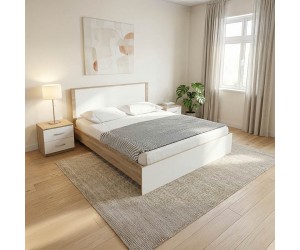 Σετ Κρεβατοκάμαρας Athos Sonoma Λευκό με Κρεβάτι 160x200εκ Σετ 3τεμ Σετ Κρεβατοκάμαρας Athos Sonoma Λευκό με Κρεβάτι 160x200εκ Σετ 3τεμ