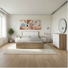 Σετ Κρεβατοκάμαρας Athos Sonoma Λευκό με Κρεβάτι 160x200εκ Σετ 4τεμ