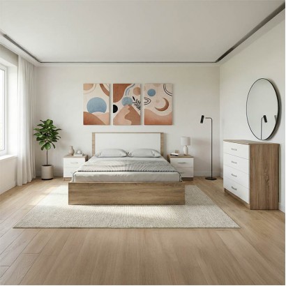 Σετ Κρεβατοκάμαρας Athos Sonoma Λευκό με Κρεβάτι 160x200εκ Σετ 4τεμ