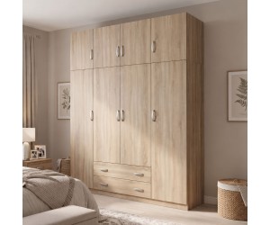 Ντουλάπα τετράφυλλη και πατάρι Alvia pakoworld sonoma 200x51x240εκ Ντουλάπα τετράφυλλη και πατάρι Alvia pakoworld sonoma 200x51x240εκ