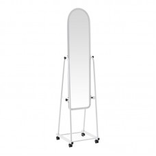 Καθρέπτης τροχήλατος Lomna pakoworld pp-μεταλλικός με ράφι σε λευκή απόχρωση 38.5x37.5x160εκ