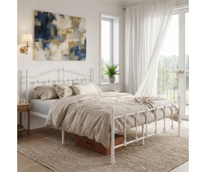 Κρεβάτι Wotso pakoworld μεταλλικό λευκό 150x200εκ