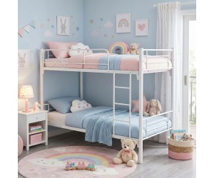 Κρεβάτι-κουκέτα Belit pakoworld μεταλλικό λευκό 90x190εκ