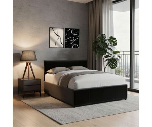 Κρεβάτι Dellia pakoworld με αποθηκευτικό χώρο pu μαύρο 120x200εκ