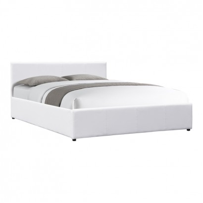 Κρεβάτι Dellia pakoworld με αποθηκευτικό χώρο pu λευκό 150x200εκ