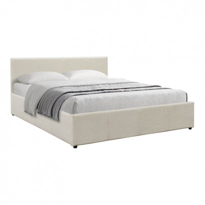 Κρεβάτι Dellia pakoworld με αποθηκευτικό χώρο ύφασμα κρεμ 150x200εκ