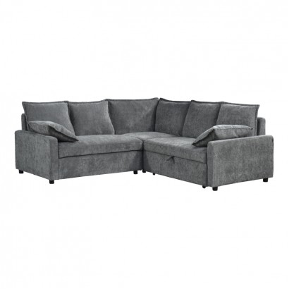 Γωνιακός καναπές κρεβάτι Lounivo pakoworld ύφασμα ανθρακί 215x215x84εκ