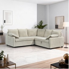 Γωνιακός καναπές κρεβάτι Lounivo pakoworld ύφασμα μπεζ 215x215x84εκ Γωνιακός καναπές κρεβάτι Lounivo pakoworld ύφασμα μπεζ 215x215x84εκ
