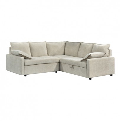 Γωνιακός καναπές κρεβάτι Lounivo pakoworld ύφασμα μπεζ 215x215x84εκ