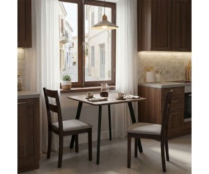 Τραπέζι Squaro pakoworld καρυδί mdf με μαύρα μεταλλικά πόδια 80x80x75εκ Τραπέζι Squaro pakoworld καρυδί mdf με μαύρα μεταλλικά πόδια 80x80x75εκ