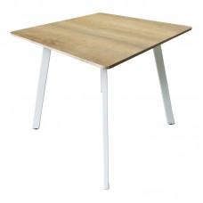 Τραπέζι Squaro pakoworld sonoma mdf με λευκά μεταλλικά πόδια 80x80x75εκ Τραπέζι Squaro pakoworld sonoma mdf με λευκά μεταλλικά πόδια 80x80x75εκ