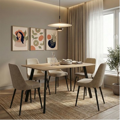 Τραπέζι Squaro pakoworld sonoma mdf με μαύρα μεταλλικά πόδια 120x70x75εκ Τραπέζι Squaro pakoworld sonoma mdf με μαύρα μεταλλικά πόδια 120x70x75εκ
