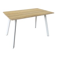 Τραπέζι Squaro pakoworld sonoma mdf με λευκά μεταλλικά πόδια 120x70x75εκ