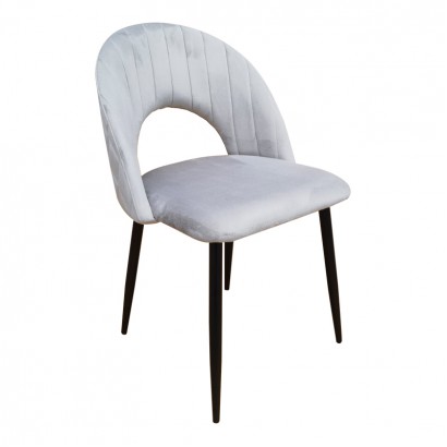 Καρέκλα Lovingo pakoworld βελούδο γκρι με μαύρα μεταλλικά πόδια 50x47x85.5εκ